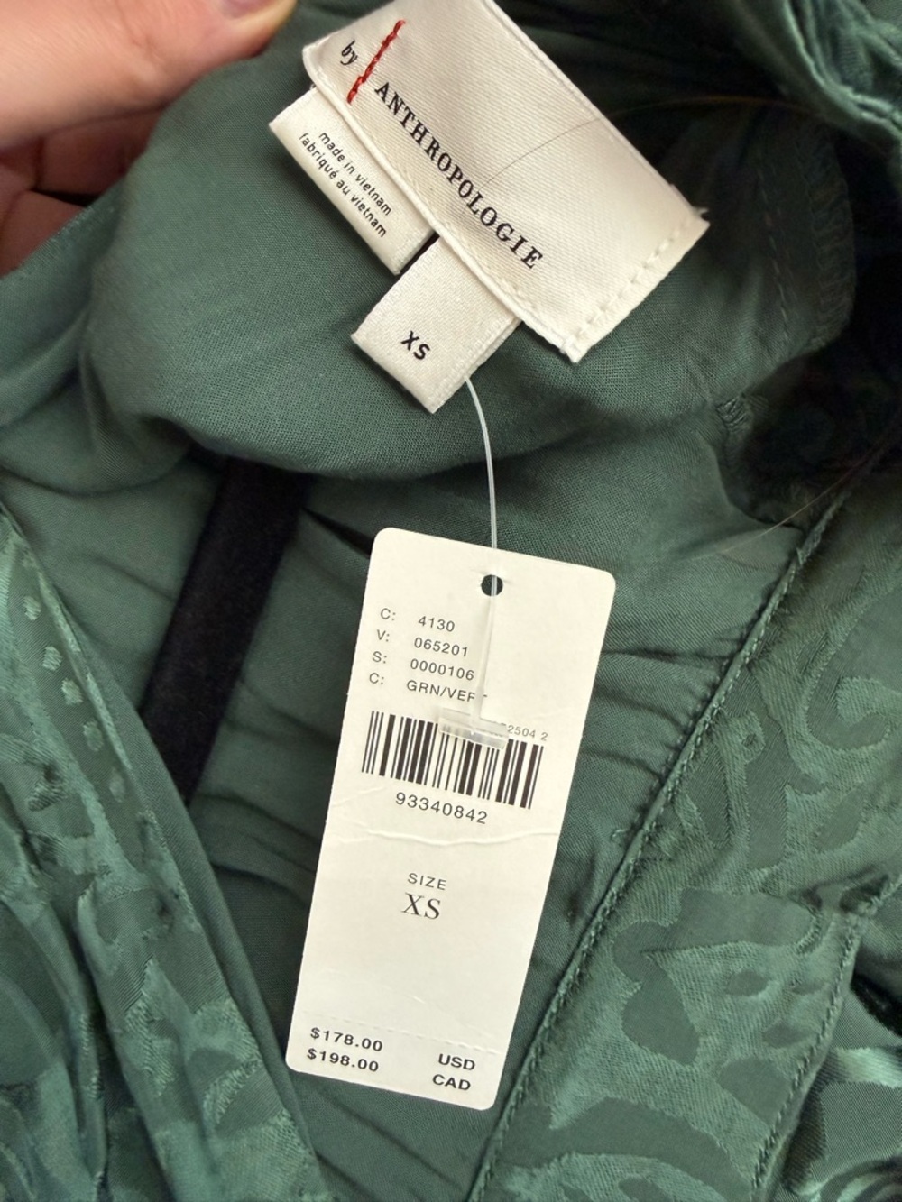Anthropologie Forest Green Smocked-Waist High Neck Maxi Dress - Picture 3 of 3